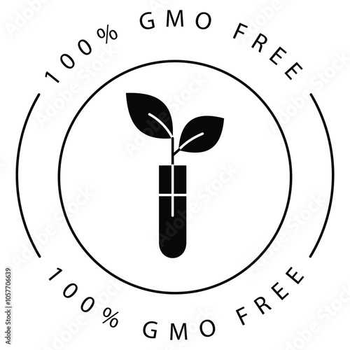 Eco Science GMO-Free Plant Vector Icon Design