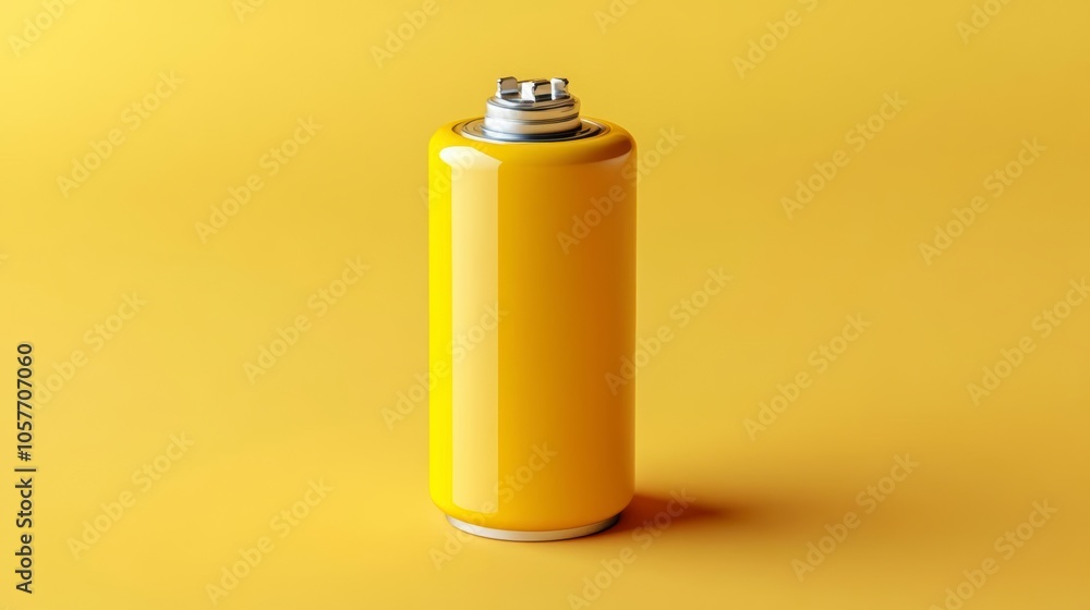 A single yellow aerosol can with a silver nozzle A single yellow aerosol can with a silver nozzle