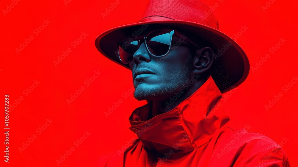 A man in sunglasses and a fedora looking intensely A man in sunglasses and a fedora looking intensely