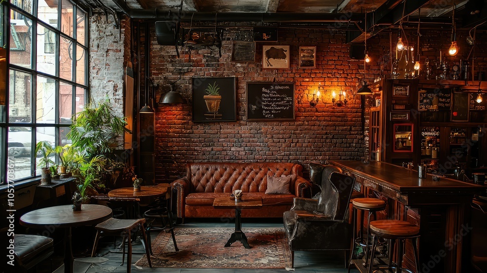 Rustic Luxurious Lounge with Exposed Brick Walls Rustic Luxurious Lounge with Exposed Brick Walls