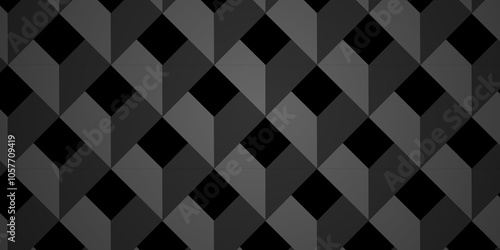 Vector dark black geometric minimal cube hexagon surface texture design. minimal black cubies block and mete glossy thin smooth structure isometric grid banner and wallpaper.