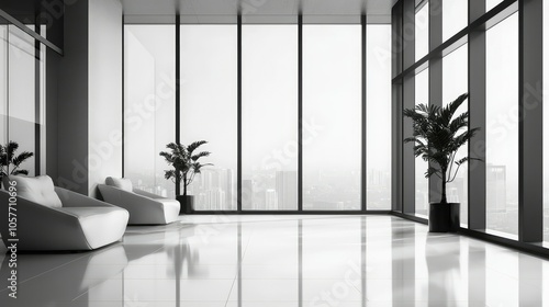 Minimalist Luxury Lounge with Expansive Windows