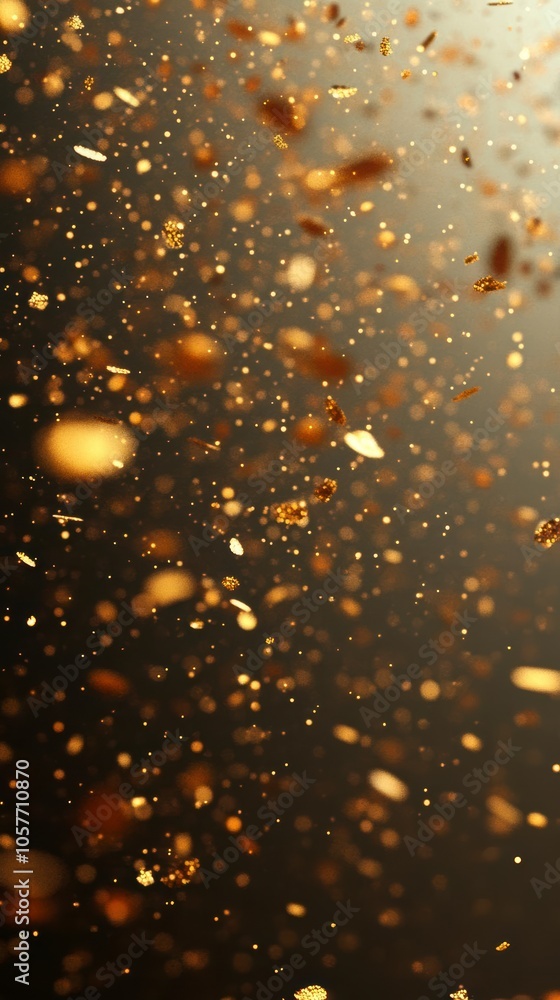 Abstract image of shimmering golden confetti falling Abstract image of shimmering golden confetti falling