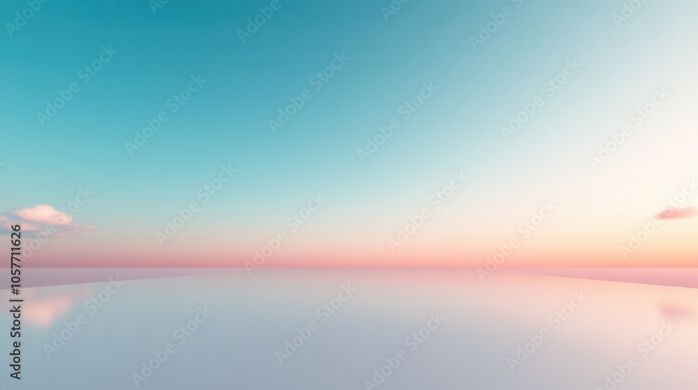 Serene Horizon with Soft White Particles in Background Serene Horizon with Soft White Particles in Background