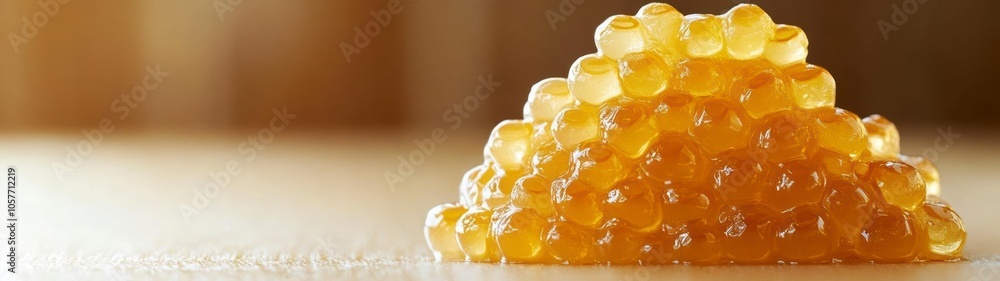 Golden Fish Eggs on a White Surface Golden Fish Eggs on a White Surface