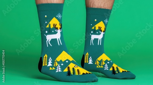 Colorful Holiday-Themed Reindeer Socks for Fun Outfits photo