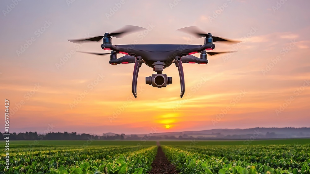Exploring the impact of drones in agriculture revolutionizing farming practices and enhancing crop management at sunset Exploring the impact of drones in agriculture revolutionizing farming practices and enhancing crop management at sunset