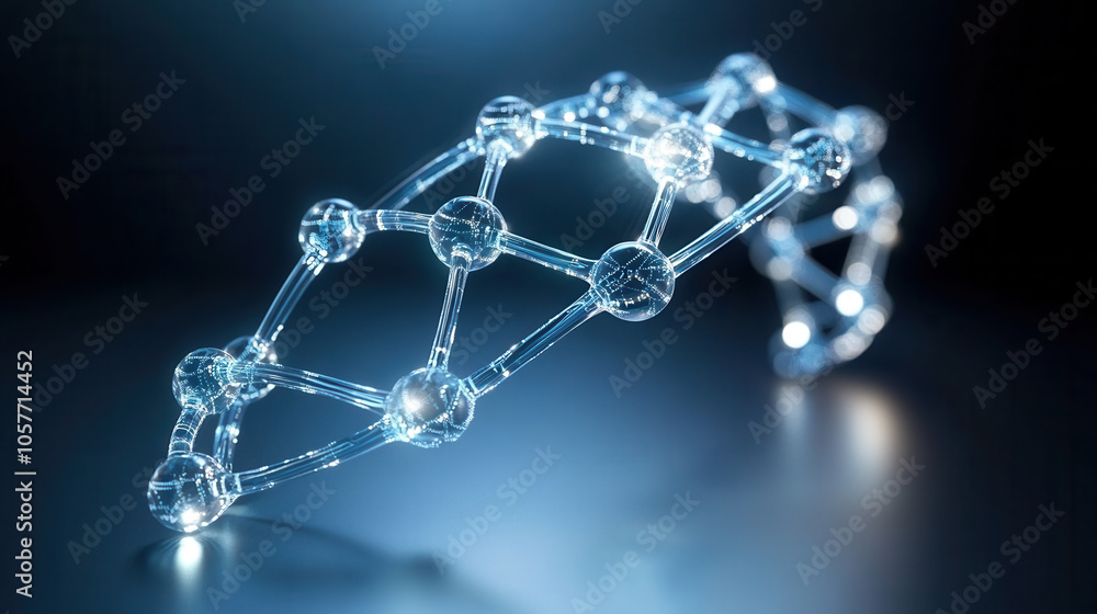 modern, glossy DNA structure with interconnected nodes, symbolizing advanced technology and innovation. design features sleek, futuristic aesthetic that captivates viewer modern, glossy DNA structure with interconnected nodes, symbolizing advanced technology and innovation. design features sleek, futuristic aesthetic that captivates viewer