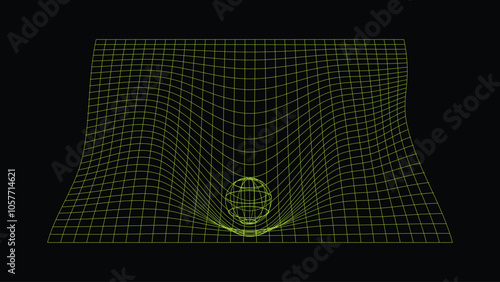 Green 3d Mesh Wireframe Background, Brutalist Geometric Wave Grid Wallpaper Design Vector