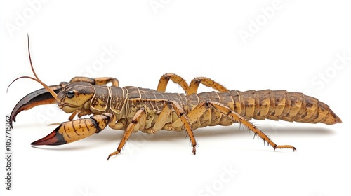 A close-up of a whip scorpion, a type of arachnid with a long, whip-like tail. photo