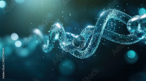 Transparent DNA chain forming abstract bridge, showcasing intricate details and futuristic design, symbolizing essence of life and genetic connections