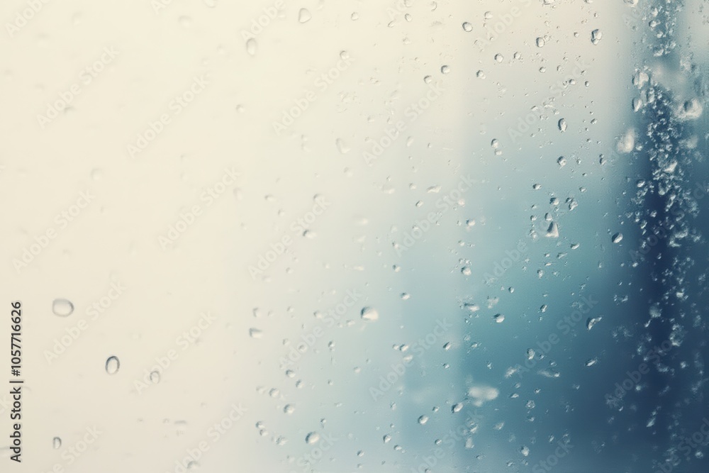 Tranquil rainy window view: raindrops on glass for calming and atmospheric interior designs. Tranquil rainy window view: raindrops on glass for calming and atmospheric interior designs.