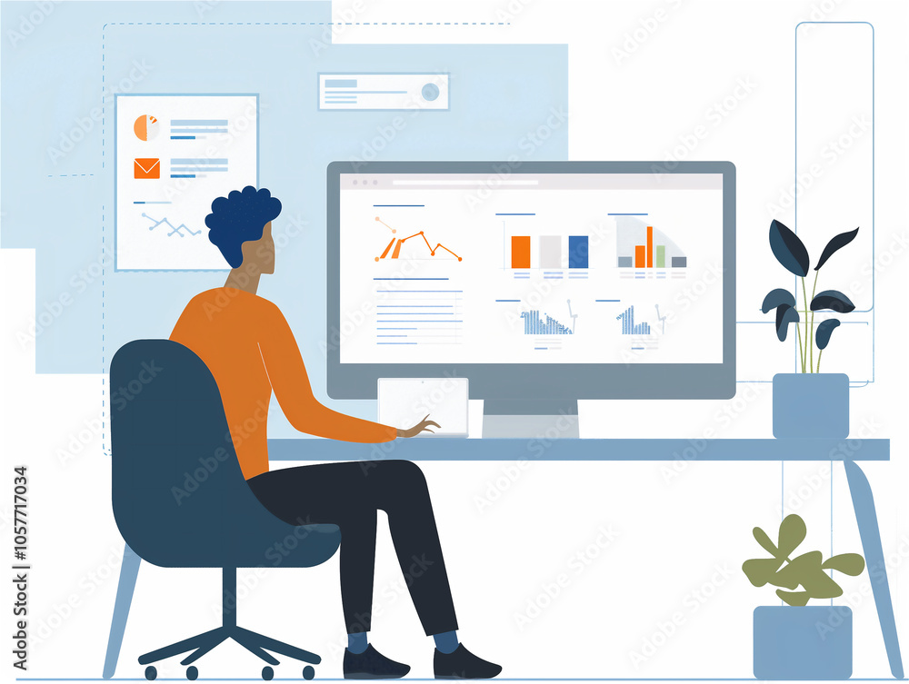 Person Analyzing Data on Computer Person Analyzing Data on Computer