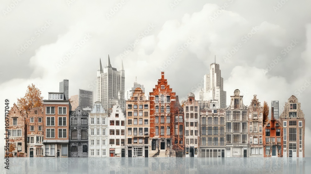 Obraz premium Engaging Skyline Representation with Historic Elements