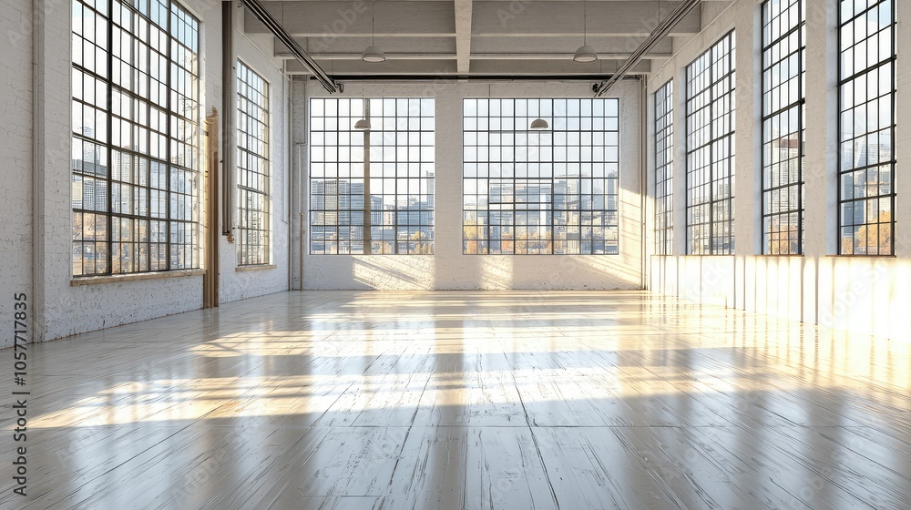 Bright Empty Square Floor in Loft Space Bright Empty Square Floor in Loft Space