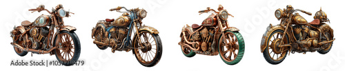 collection bike steampunk style isolated photo