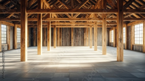 Serene Rustic Empty Square Floor Interior