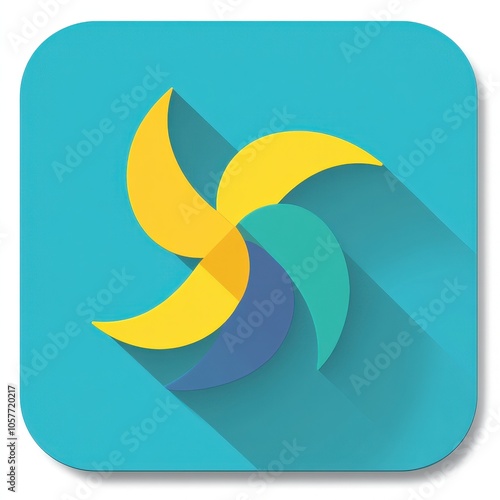 Simple Flat App Icon Concept with Wind Motif