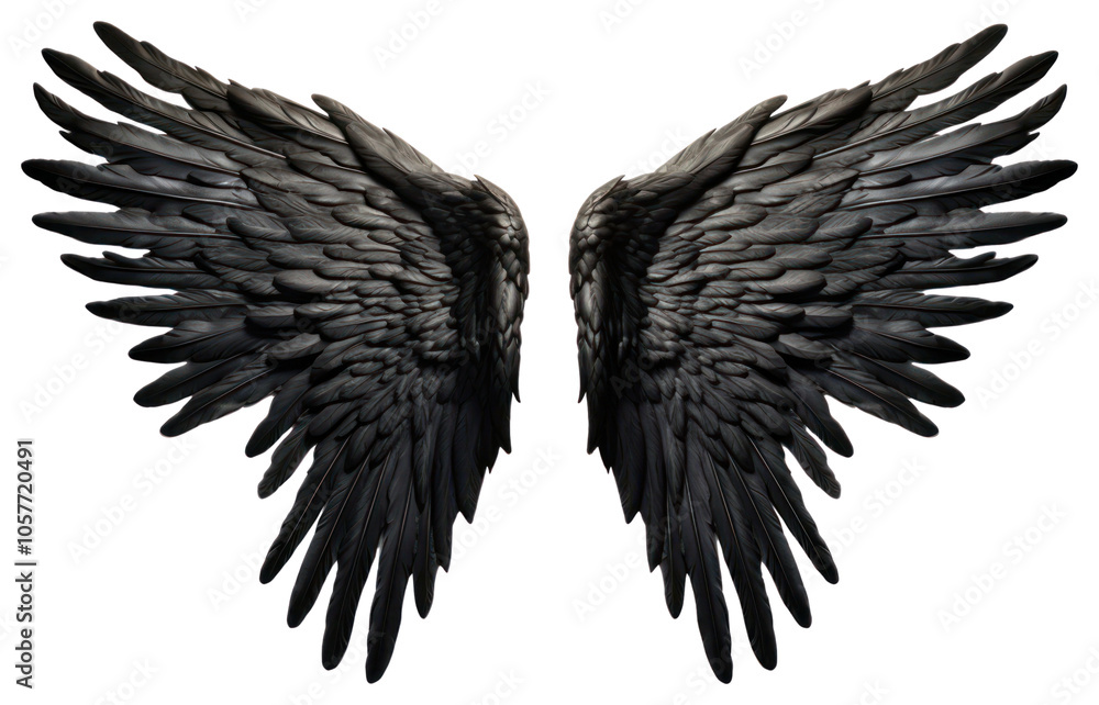 Obraz premium PNG Black feather angel wings bird white background blackbird.