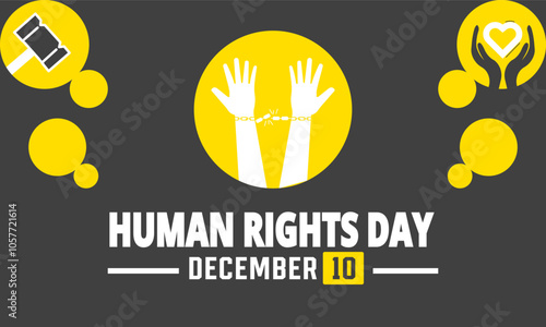  Human Rights Day. December 10 Vector illustration. Holiday concept. suitable for placard, background, Greeting Card, Poster design template with text inscription, standard Social Media Post.