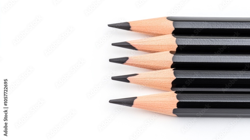 Artistic arrangement of colorful pencils showcasing pointed tips on a clean, bright background captured in high-resolution detail Artistic arrangement of colorful pencils showcasing pointed tips on a clean, bright background captured in high-resolution detail