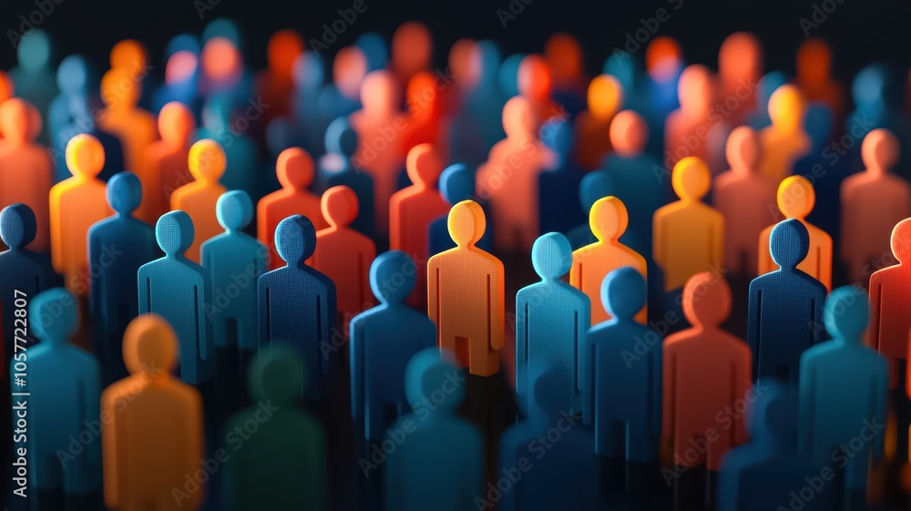 A colorful crowd of small, abstract human figures represents diversity and community, creating a vibrant illustration of togetherness. A colorful crowd of small, abstract human figures represents diversity and community, creating a vibrant illustration of togetherness.