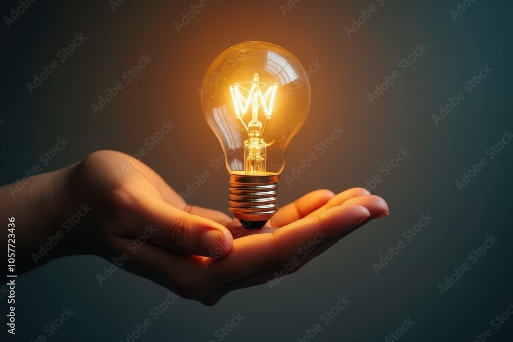 Innovative concept of creativity and ideas with glowing light bulb in hand. Innovative concept of creativity and ideas with glowing light bulb in hand.