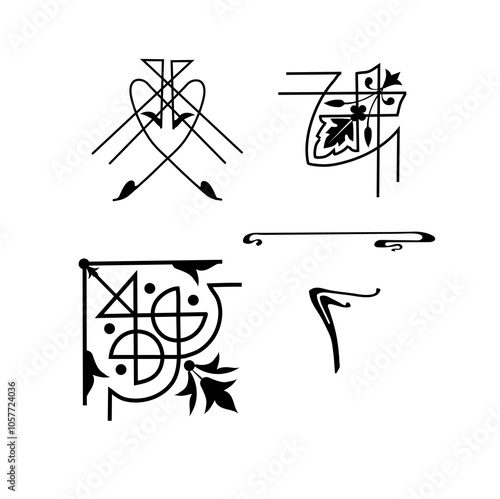 Art Deco, corner elements, vintage retro element border, ornamental corners, modern art nouveau decoration, angular elements geometric and smooth curves