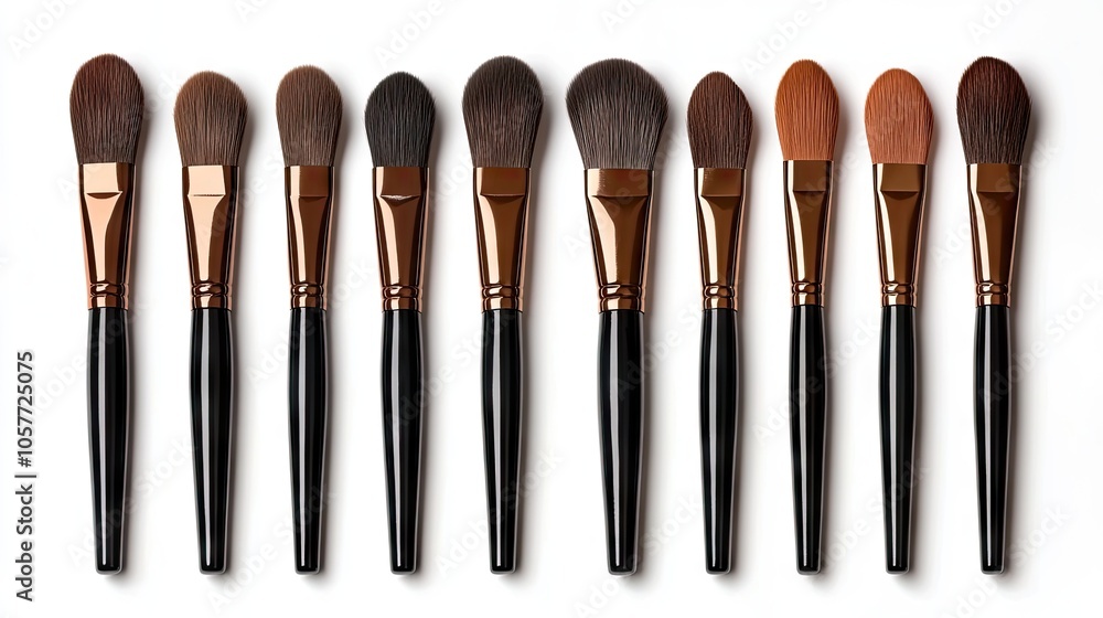 Creative flat lay of artist brushes with vibrant oil paint swatches on an isolated white background, showcasing artistic potential Creative flat lay of artist brushes with vibrant oil paint swatches on an isolated white background, showcasing artistic potential