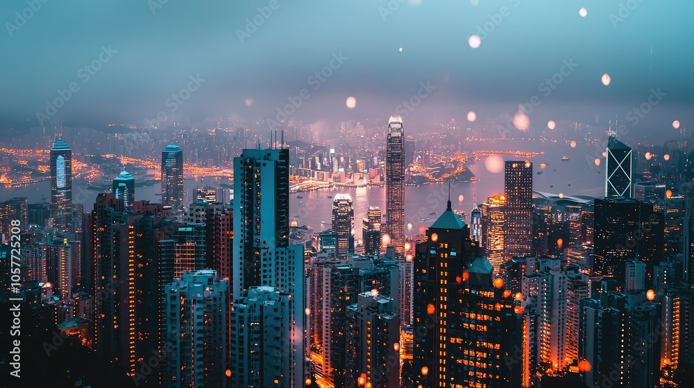 Fototapeta premium Captivating Skyline View During Rainy Light