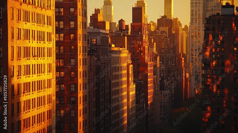 Fototapeta premium Captivating Golden Hour Skyline View