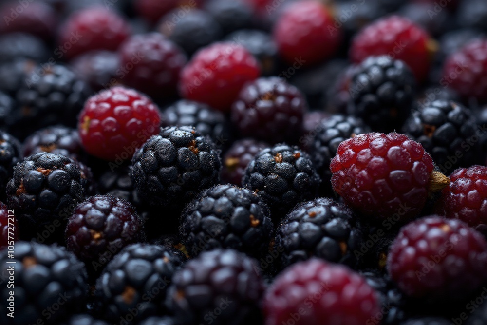 Fresh blackberries and raspberries close-up for culinary inspiration and healthy eating concepts. Fresh blackberries and raspberries close-up for culinary inspiration and healthy eating concepts.