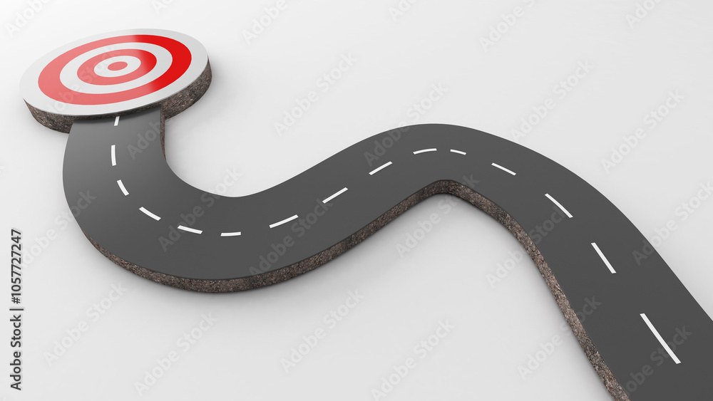Journey to the goal , The road to success. ,3d rendering Journey to the goal , The road to success. ,3d rendering