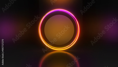 Abstract background technology square line neon light background,mock up stage for product presentation,3D rendering