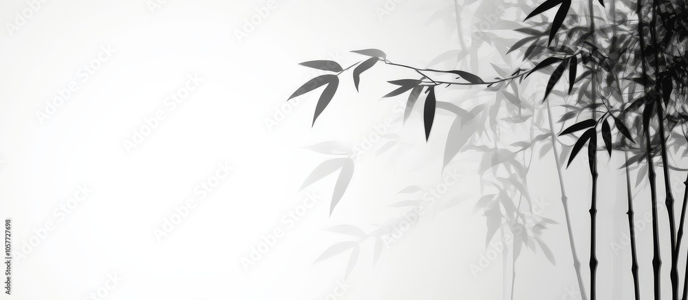 A delicate illustration of bamboo shadows on a light canvas. A delicate illustration of bamboo shadows on a light canvas.