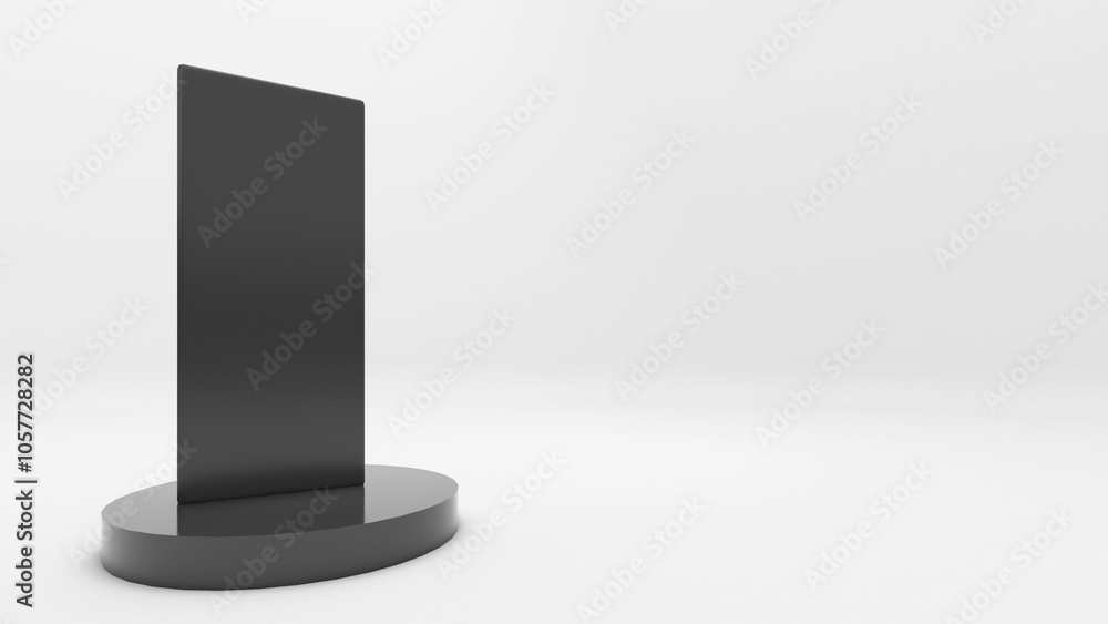 Mobile mockup on black stand and white background. ,3d rendering Mobile mockup on black stand and white background. ,3d rendering