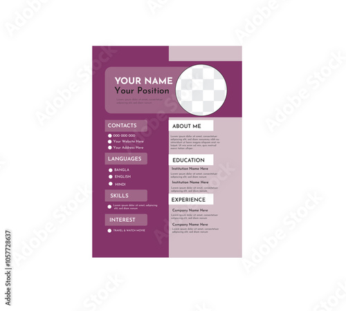 cv design template for introducing myself for work and business