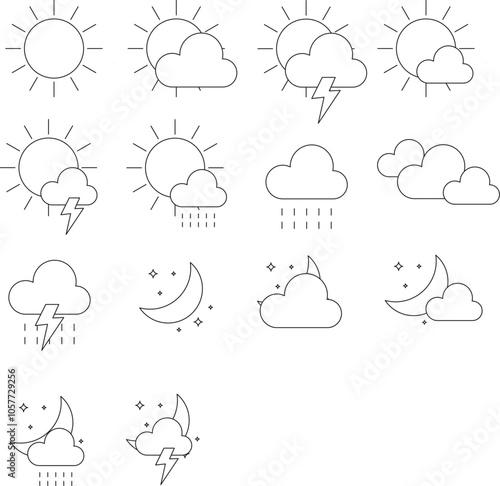 weather icons hand drawn illustration