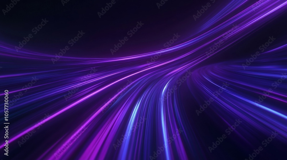 Purple and blue neon lights streaking across dark background Purple and blue neon lights streaking across dark background