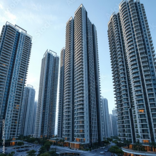 Real estate development with multiple residential towers Condominium 