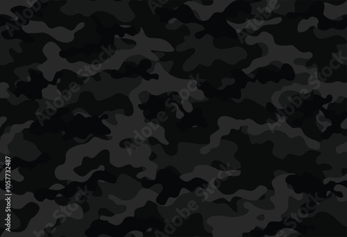 
camouflage modern pattern black print, seamless dark background, urban design