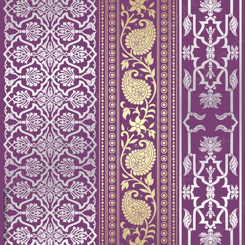wedding card design, traditional paisley floral pattern , royal India