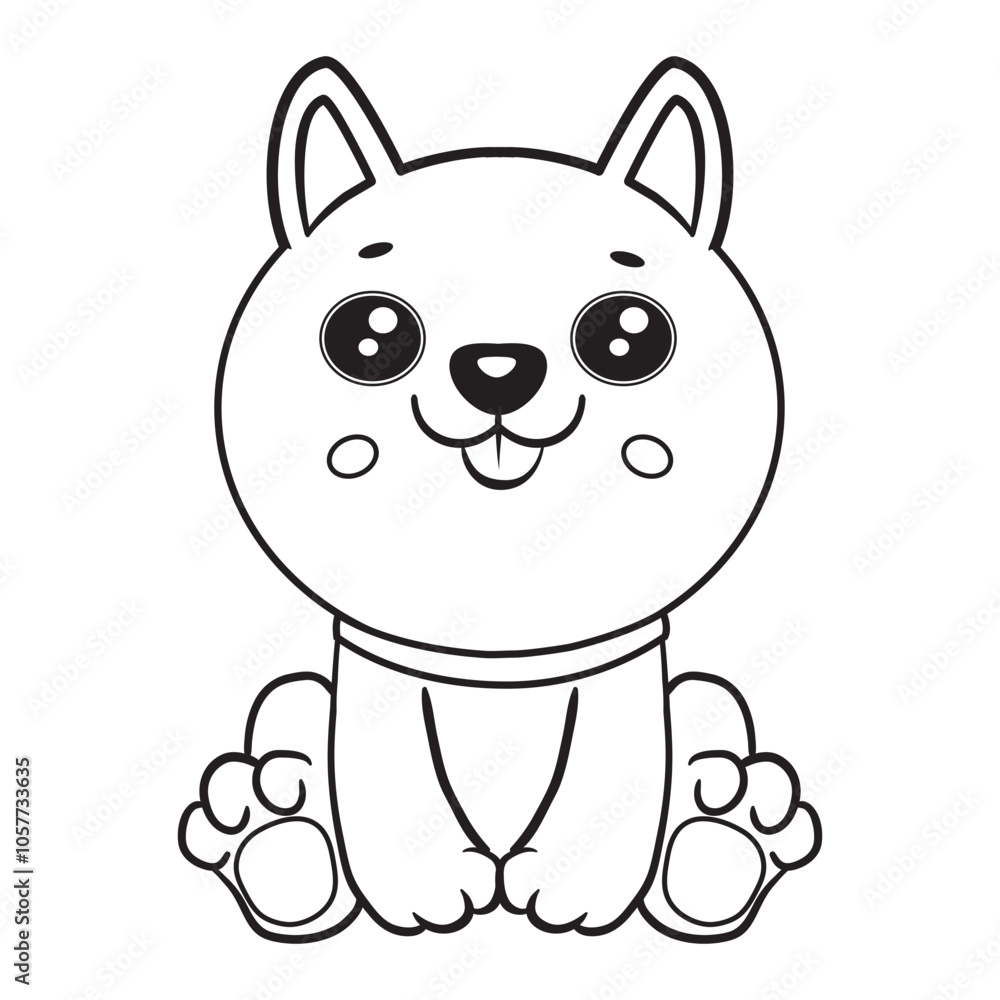 Cute kawaii dog and baby cartoon character coloring page vector illustration. Pet animal, coloring pages for kids Cute kawaii dog and baby cartoon character coloring page vector illustration. Pet animal, coloring pages for kids