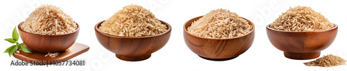 pile of brown rice isolated on transparent background
