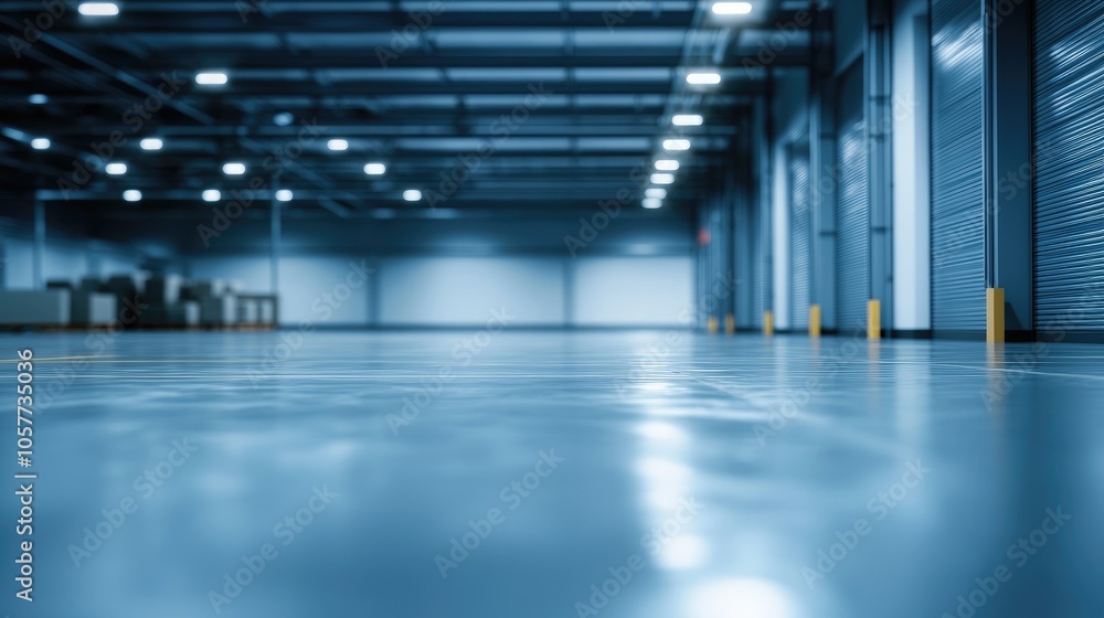 Fototapeta premium Spacious Warehouse with Clear Safety Markings