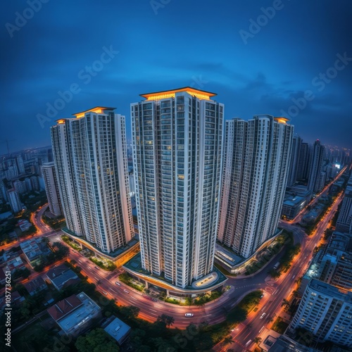 Public residential condominium building complex at toa payoh neighborhood in singapore aerial view panorama style Condominium  photo