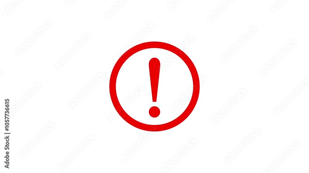 Warning message concept represented by exclamation mark animation with red color. Warning message concept represented by exclamation mark animation with red color.