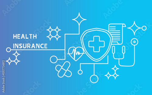 Poster graphics Comprehensive health planning, work and travel insurance, health and medical finance, health contract details