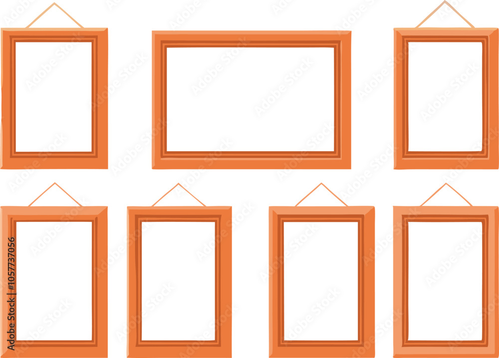 Blank Picture Frames Hanging Set Illustration Blank Picture Frames Hanging Set Illustration