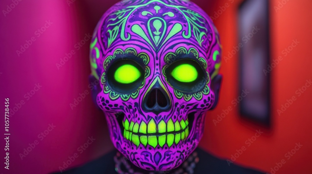 Vibrant Neon Skull Design with Bold Colors Vibrant Neon Skull Design with Bold Colors
